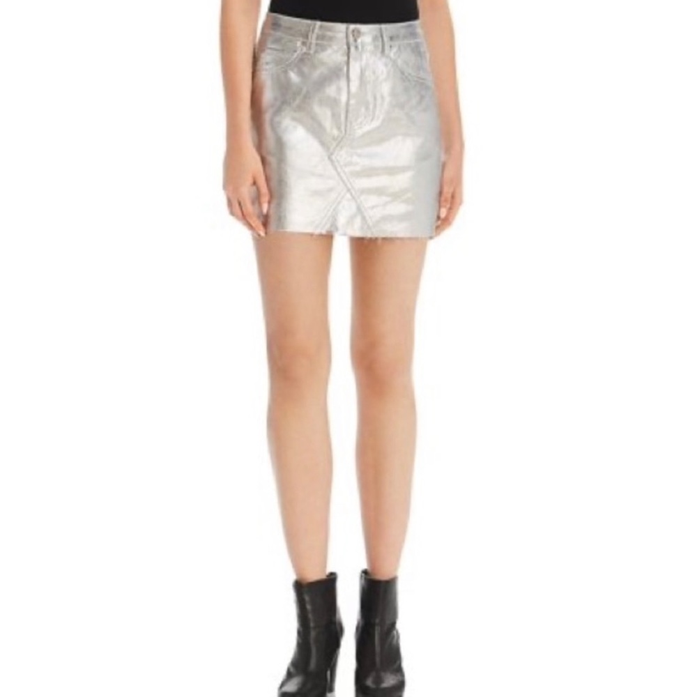 NWT sunset and spring metallic leather skirt